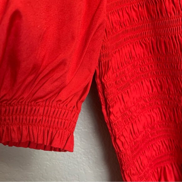 Madewell Cerise Red Smocked Puff Sleeve Dress in Poplin Size Small NWT - Picture 6 of 17